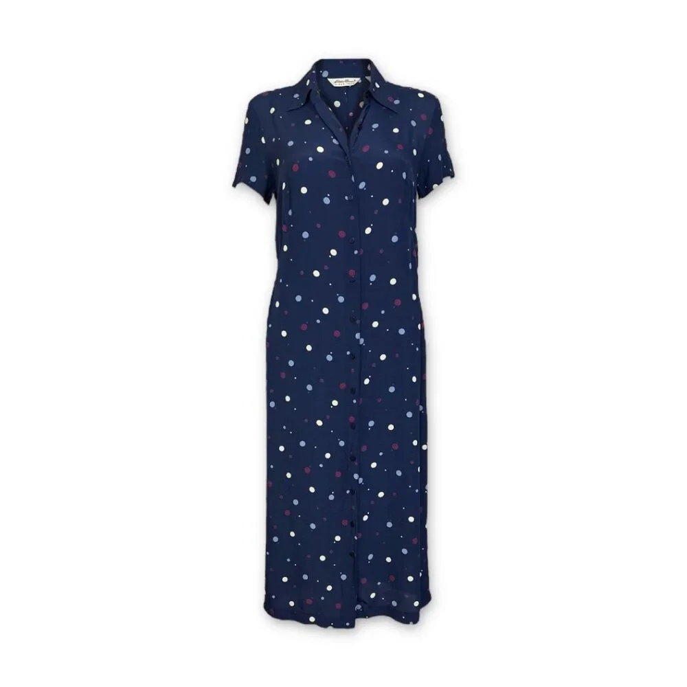 Eddie Bauer Dot Print Midi Shirt Dress - sz Small Petite